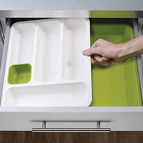 Styxon Kitchen Drawer Organizer - Expandable Silverware Organizer/Utensil Holder and Cutlery Tray with Drawer Dividers for Flatware and Kitchen Utensils | Green & White | Plastic - Image 2