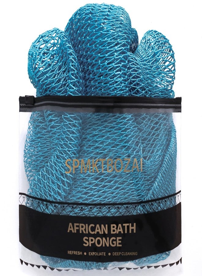 SPMKTBOZAI African Net Sponge Authentic, Loofah Exfoliating Body Scrubber Bath Sponge, African Exfoliating Net Sponge Back Scrubber Washcloth for Shower, Body Care Bathing Accessories (Sky Blue) - Image 1