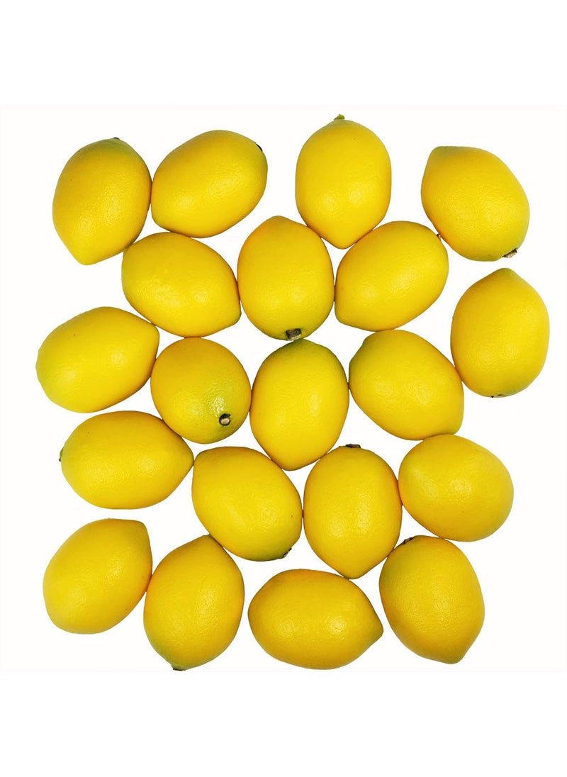 Winlyn 20 pcs Fake Lemons Decorations Faux Fruits Artificial Yellow Lemons for Lemon Wreath Garland Lemonade Party Kitchen Table Summer Spring D?cor Fruit Bowl Vase Fillers Photography Props  - Image 1