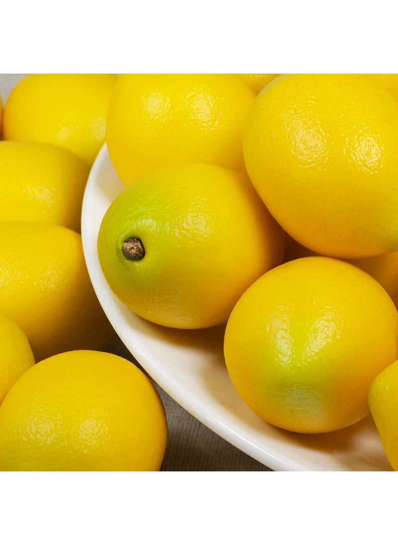 Winlyn 20 pcs Fake Lemons Decorations Faux Fruits Artificial Yellow Lemons for Lemon Wreath Garland Lemonade Party Kitchen Table Summer Spring D?cor Fruit Bowl Vase Fillers Photography Props  - Image 3