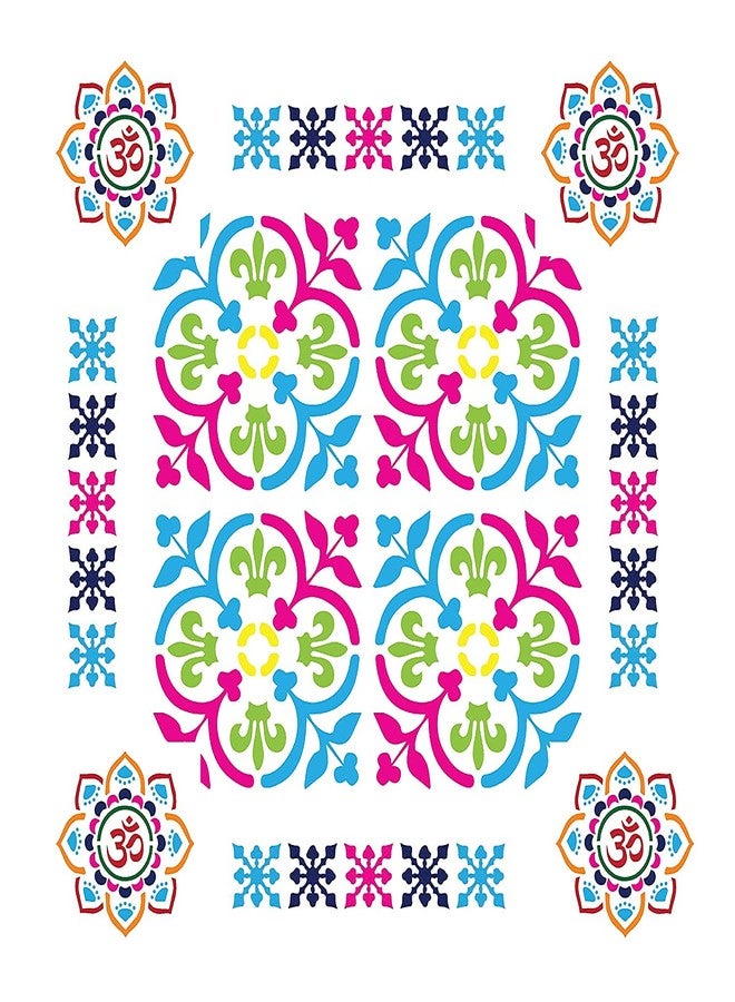 300Sparkles MDF Laser Cutout Rangoli Stencil Set of 9 Pcs. Diwali Decoration for Floor and Festive Home Decoration Durable and Multi Purpose Rangoli Stencil (Combo-08) - Image 3