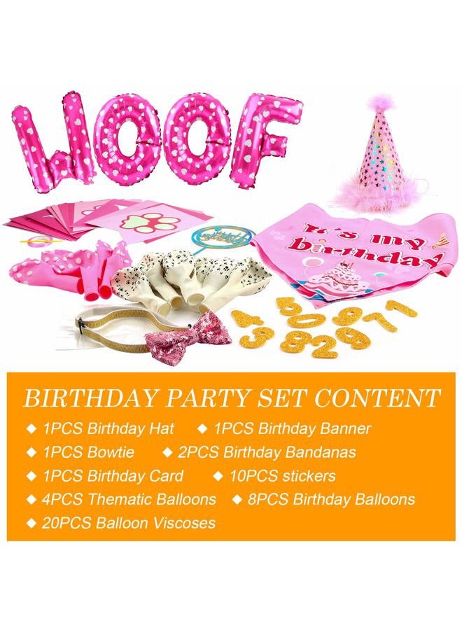 AROIC Dog Birthday Party Supplies - Dog Girl Birthday Bandanas Set with Dog Birthday Hat, Scarf, Birthday Banner, Balloons and Bowtie. Puppy Dog Pals Birthday Party Decorations. - Image 3