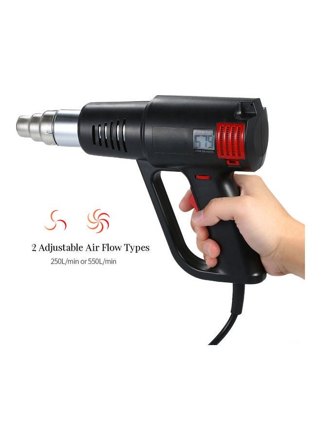 Generic - 2000W Industrial Fast Heating Hot Air Gun LCD Digital Temperature-controlled High Quality Handheld Heat Blower Electric Adjustable Temperature Tool Black 27.5x26.0x7.5cm - Image 1