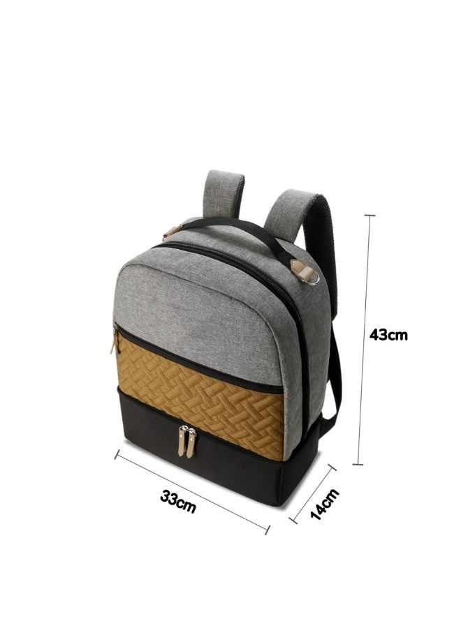 المنزل الذكي هوم سمارت إكسبلورر حقيبة ظهر للأطفال بحجرتين | حقيبة حمل/حفاضات بسعة تخزين عالية. حقيبة مثالية لحمل مستلزمات الطفل. (أسود ورمادي، ٤٤*٣٤*١٥ سم) - Image 2