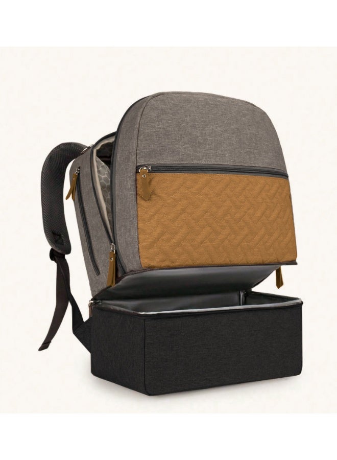 المنزل الذكي هوم سمارت إكسبلورر حقيبة ظهر للأطفال بحجرتين | حقيبة حمل/حفاضات بسعة تخزين عالية. حقيبة مثالية لحمل مستلزمات الطفل. (أسود ورمادي، ٤٤*٣٤*١٥ سم) - Image 4