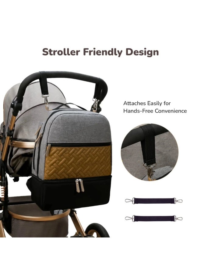 المنزل الذكي هوم سمارت إكسبلورر حقيبة ظهر للأطفال بحجرتين | حقيبة حمل/حفاضات بسعة تخزين عالية. حقيبة مثالية لحمل مستلزمات الطفل. (أسود ورمادي، ٤٤*٣٤*١٥ سم) - Image 3