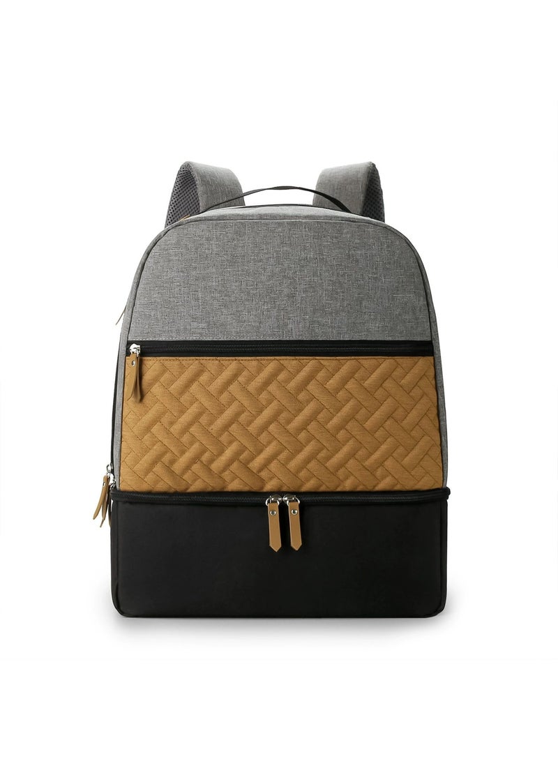 المنزل الذكي هوم سمارت إكسبلورر حقيبة ظهر للأطفال بحجرتين | حقيبة حمل/حفاضات بسعة تخزين عالية. حقيبة مثالية لحمل مستلزمات الطفل. (أسود ورمادي، ٤٤*٣٤*١٥ سم) - Image 1