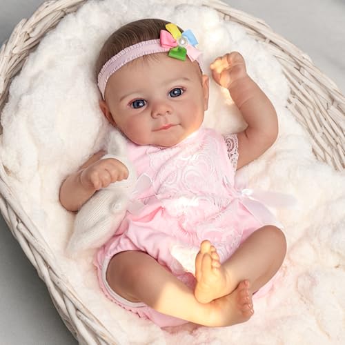 SCOM Reborn Baby Doll Girl 18 Inch Lifelike Newborn with Realistic Details Real Life Baby with Soft Weighted Body GiftReady for Girls Ages 3 - Image 5