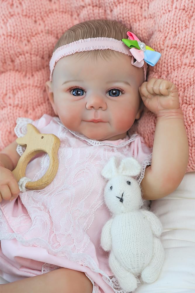 SCOM Reborn Baby Doll Girl 18 Inch Lifelike Newborn with Realistic Details Real Life Baby with Soft Weighted Body GiftReady for Girls Ages 3 - Image 2