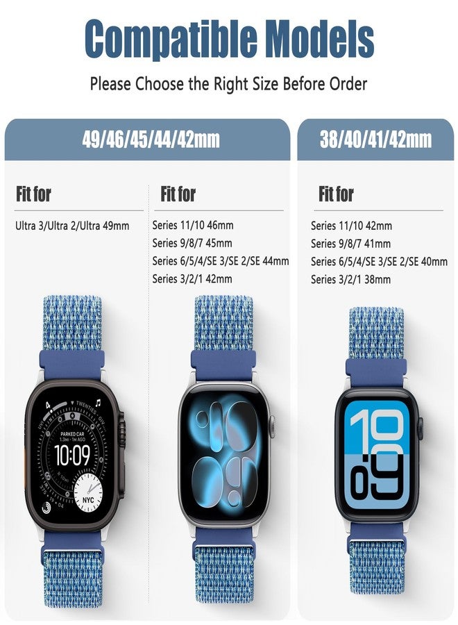 Bcuckood Nylon Sport Bands Compatible with Apple Watch Band 49mm 45mm 44mm 42mm 41mm 40mm 38mm Women Men, Adjustable Sport Solo Loop Bands for iWatch Series 9 8 7 6 5 4 3 SE2 SE Ultra 2 1, 3 Pack - Image 4