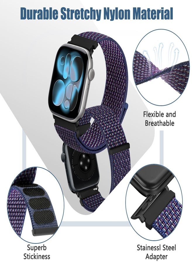 Bcuckood Nylon Sport Bands Compatible with Apple Watch Band 49mm 45mm 44mm 42mm 41mm 40mm 38mm Women Men, Adjustable Sport Solo Loop Bands for iWatch Series 9 8 7 6 5 4 3 SE2 SE Ultra 2 1, 3 Pack - Image 3