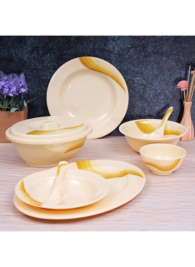 Royalford 40 Pcs Melamine Ware Dinner Set - Durable & Safe, Ergonomic Design and Versatile |Useful for breakfast, lunch, dinner| Ideal for home, parties, catering, hotels & restaurants Yellow 10inch - Image 3