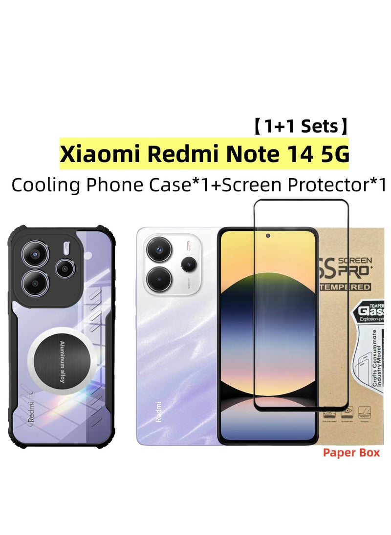 Generic - [1+1 Sets] For Xiaomi Redmi Note 14 5G Case Cover & Screen Protector Magnetic Suction Car Phone Case with Cooling and Anti Drop Function, Tempered Flim - Image 1