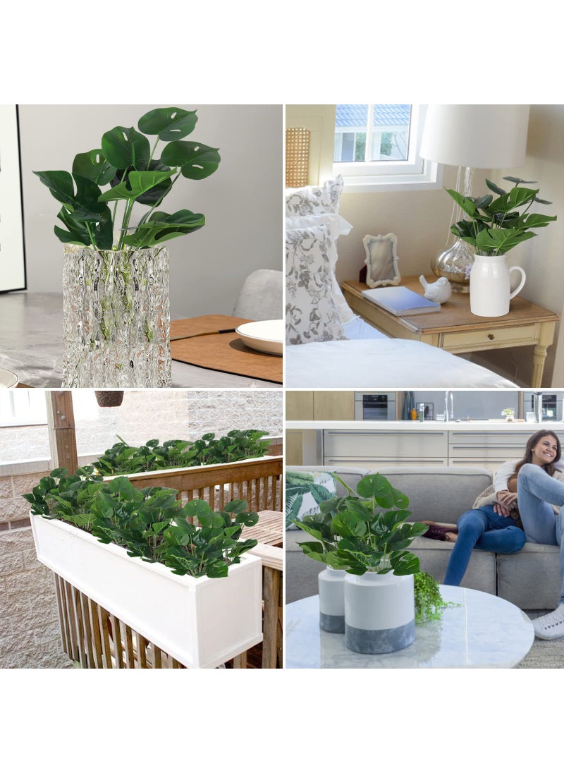 RECUTMS 6 Bundles Fake Plants Artificial Tropical Palm Tree Faux Palm Leaves Shrubs Plants Fake Monstera Turtle Leaf Palm Leaves Stems Indoor Outdoor UV Resistant for Home Office Decor Greenery Bouquet Filler  - Image 3