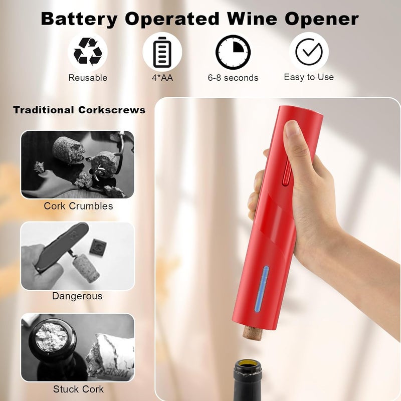 VBM VBM Electric Corkscrew Gift Set Corkscrew Electric Wine Bottle Opener Made of Stainless Steel with Foil Cutter Cordless Wine Opener Corkscrew Wine for Wine Opener Party Man Gift  - Image 3