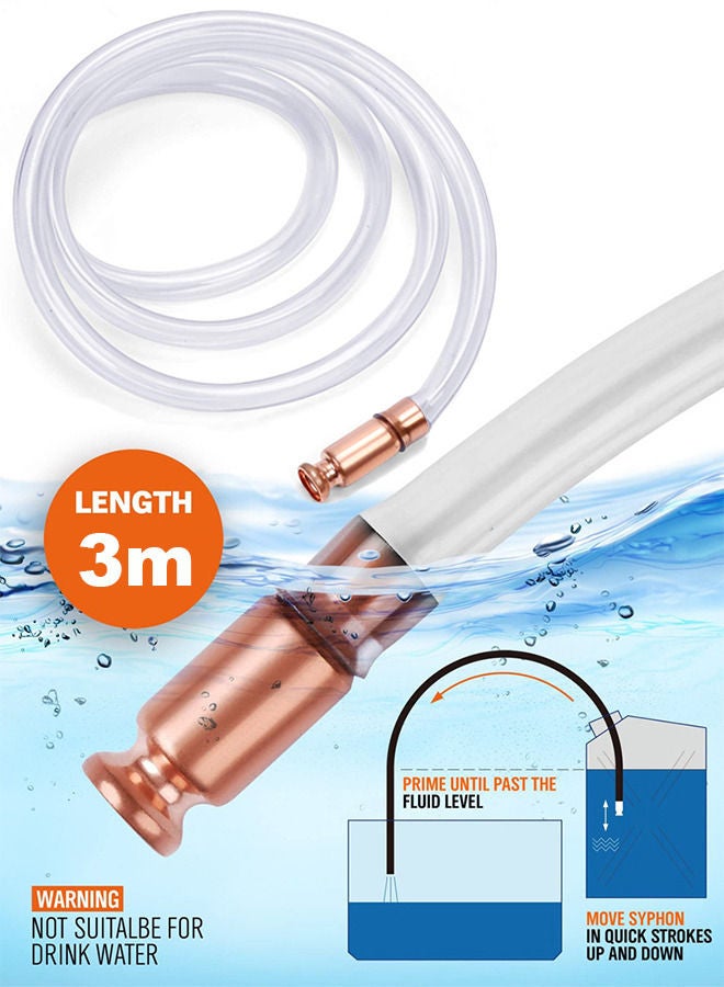Generic 3 Meters Gas Siphon 10FT Multi-Purpose Super Easy Siphon Pump 3/4" Valve Virgin Grade Tubing Safe  - Image 1
