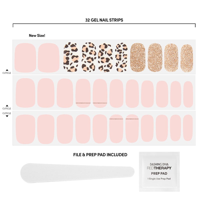 Dashing Diva Gloss Nail Strips - Cheetahlicious | UV Free, Chip Resistant, Long Lasting Gel Nail Stickers | Contains 32 Nail Wraps, 1 Prep Pad, 1 Nail File - Image 2