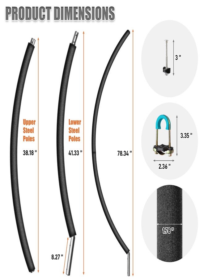 Suninlife 1PCS Trampoline Curved Pole, Universal Trampoline Replacement Enclosure Pole to Fit 8-16FT Curved Pole Trampoline Frame, Includes Foam Sleeve and Hardware with 2 Installation Options - Image 2
