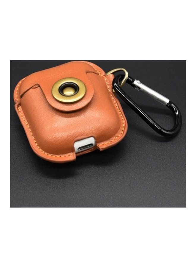 Bluetooth Earphone PU Leather Case for Apple AirPods Brown - Image 2