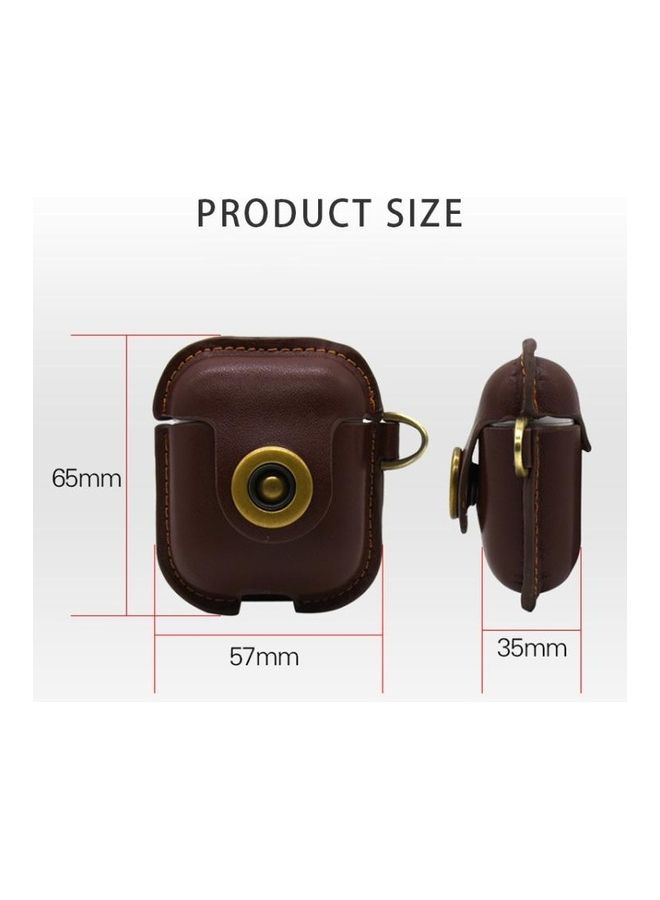 Bluetooth Earphone PU Leather Case for Apple AirPods Brown - Image 5