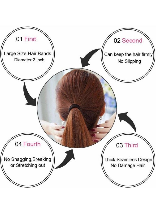 Blubby 24 Pcs Black Cotton Hair Ties,Seamless Hair Bands Ponytail Holders Thick Hair No Damage Hair Ties for Women & Girl, Black - Image 4