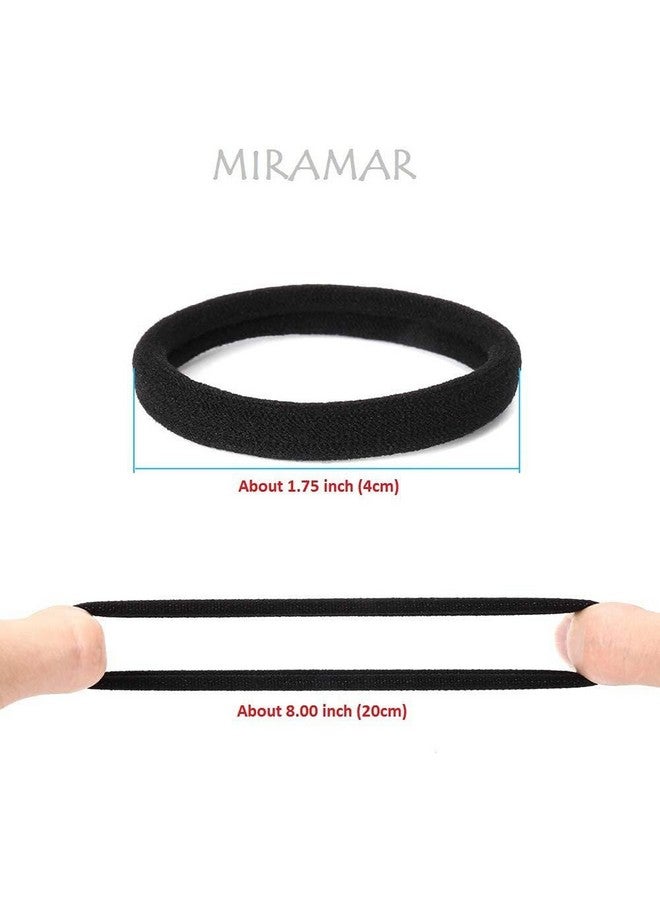 Blubby 24 Pcs Black Cotton Hair Ties,Seamless Hair Bands Ponytail Holders Thick Hair No Damage Hair Ties for Women & Girl, Black - Image 3