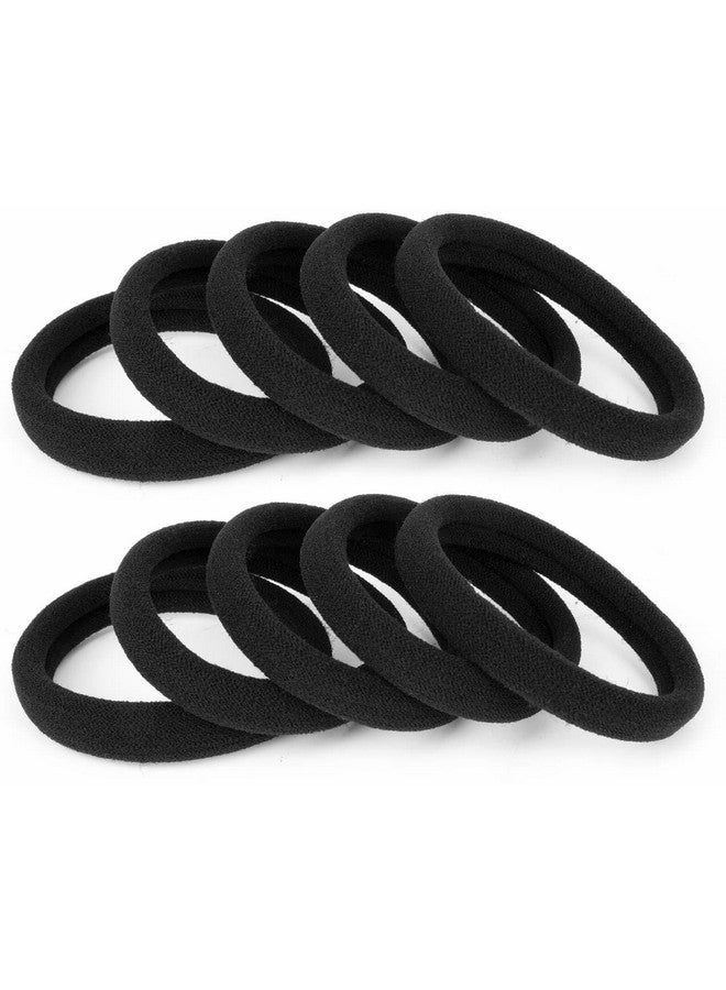 Blubby 24 Pcs Black Cotton Hair Ties,Seamless Hair Bands Ponytail Holders Thick Hair No Damage Hair Ties for Women & Girl, Black - Image 2