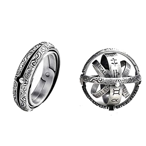 JAJAFOOK Astronomical Sphere Ball Deformation Ring Cosmic Finger Ring Lover Gifts, Alloy Rings Silver-Tone 11.75 - Image 1