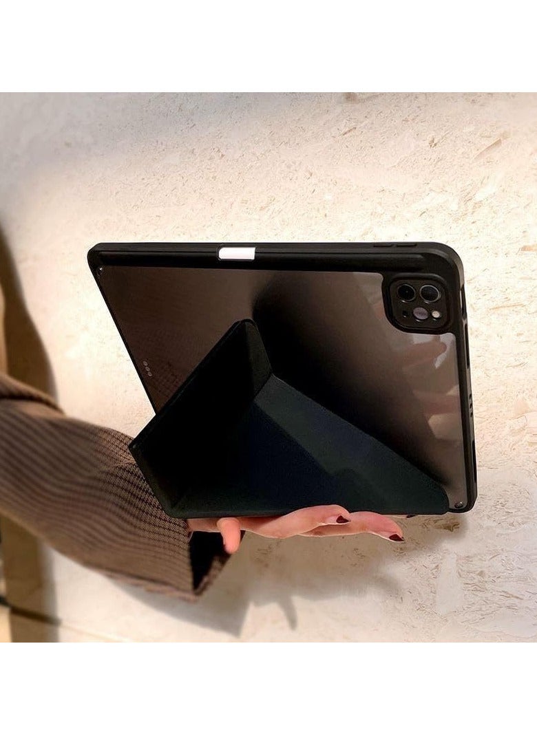 Case for iPad Pro 11 Inch air 5\10.9 with Pencil Holder, 5-in-1 Multiple Viewing Angles, Soft Clear Back Cover, Auto Wake/Sleep black - Image 3