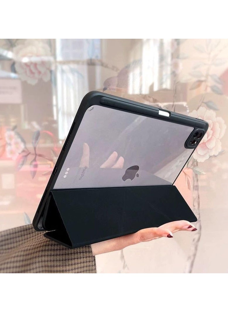 Case for iPad Pro 11 Inch air 5\10.9 with Pencil Holder, 5-in-1 Multiple Viewing Angles, Soft Clear Back Cover, Auto Wake/Sleep black - Image 4