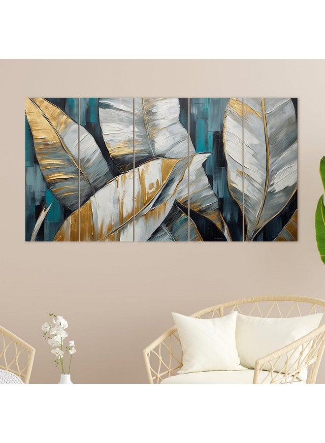 بيبر بلان ديزاين لوحة فنية كبيرة من تصميم طائرة ورقية بزهور نابضة بالحياة لتزيين الحائط | لوحة فنية مكونة من 5 لوحات للمنزل والمكتب | لوحة فنية جدارية مقاس 27 × 50 بوصة | ديكور منزلي | ديكور مكتب (F) - Image 2