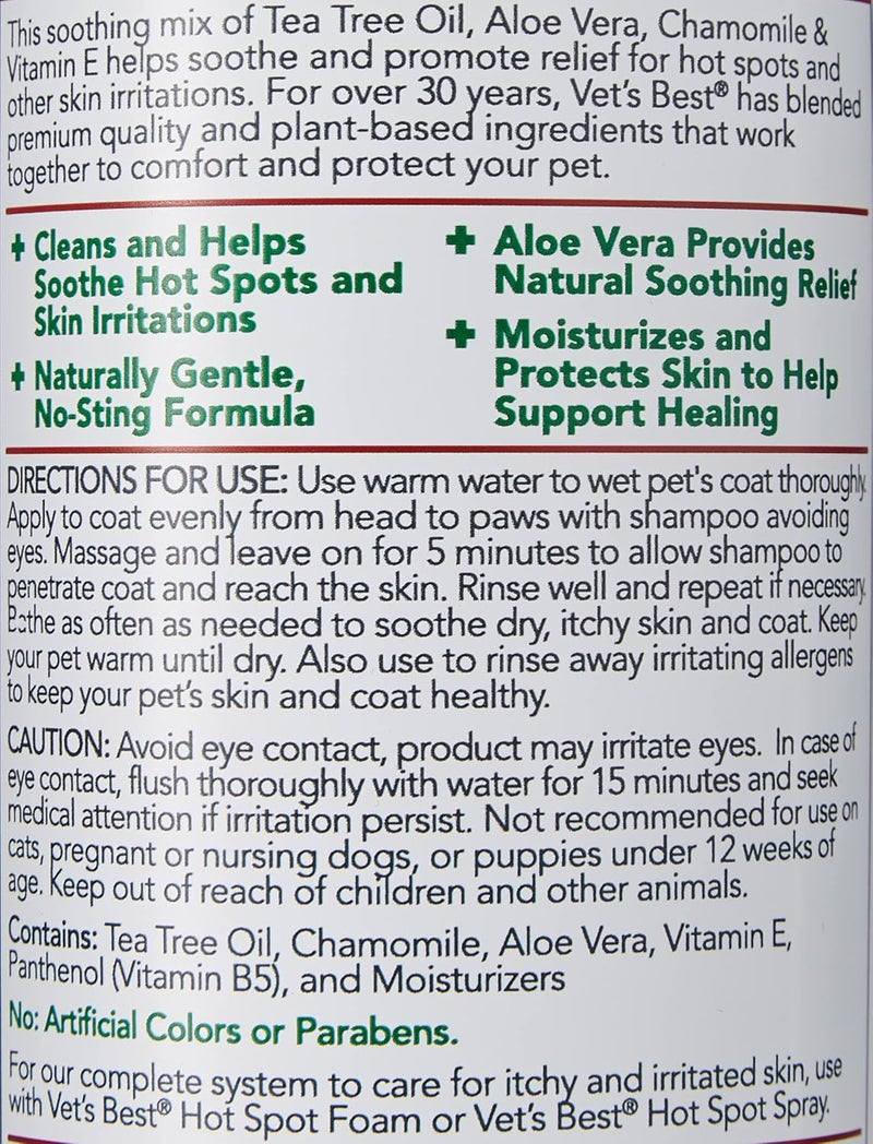 Vet's Best Hot Spot Flea Itch Relief Dog Shampoo, 16 oz, Gentle Formula with Natural Ingredients - Image 3