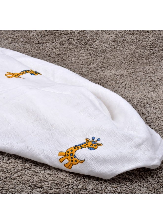 MOM'S HOME Organic Cotton Super Soft Baby Muslin Cloth Swaddle 0 18 Months 120X120 Cm Giraffe  - Image 3