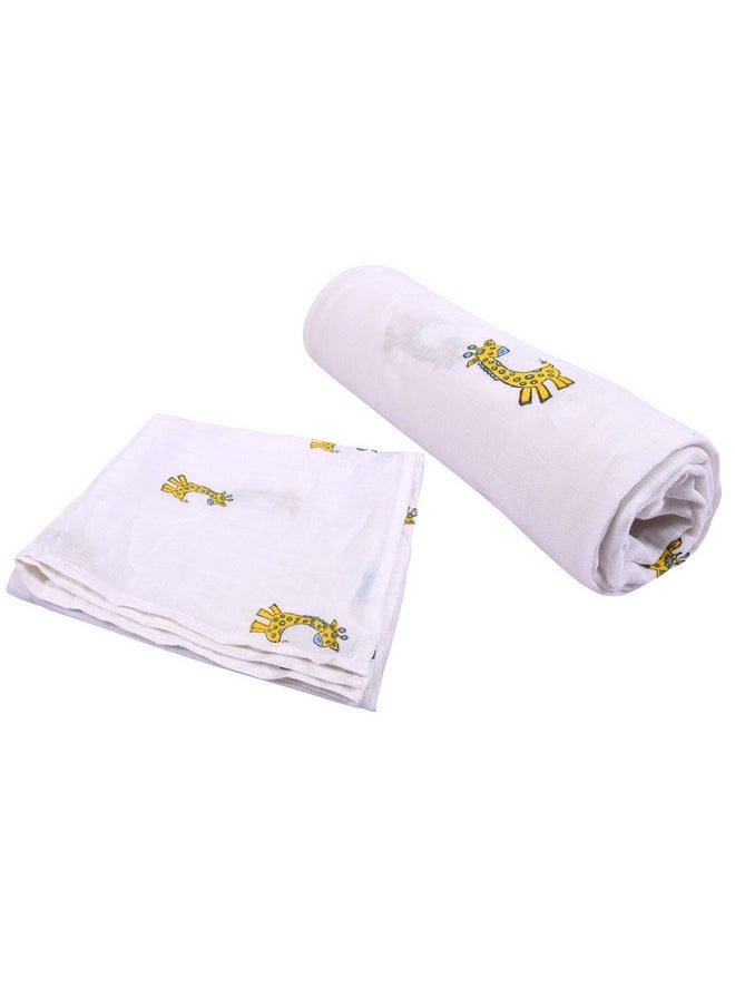 MOM'S HOME Organic Cotton Super Soft Baby Muslin Cloth Swaddle 0 18 Months 120X120 Cm Giraffe  - Image 1