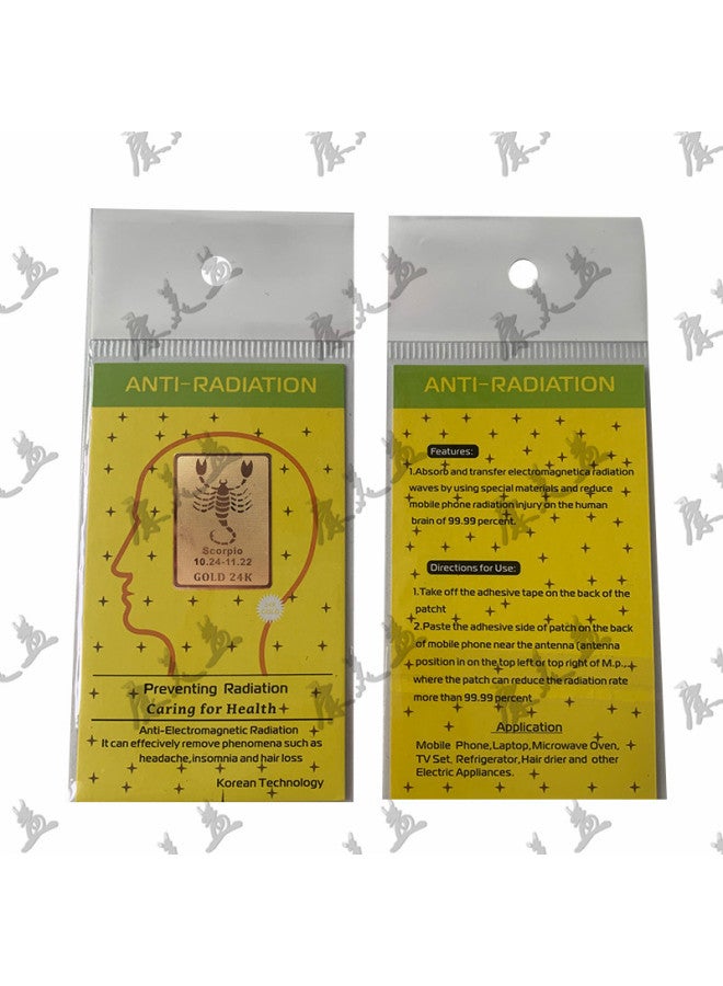 Supplies 24k Square Constellation Radiation Phone Stickers Scorpio Negative Ion Energy Metal Stickers-Color:Scorpion - Image 1