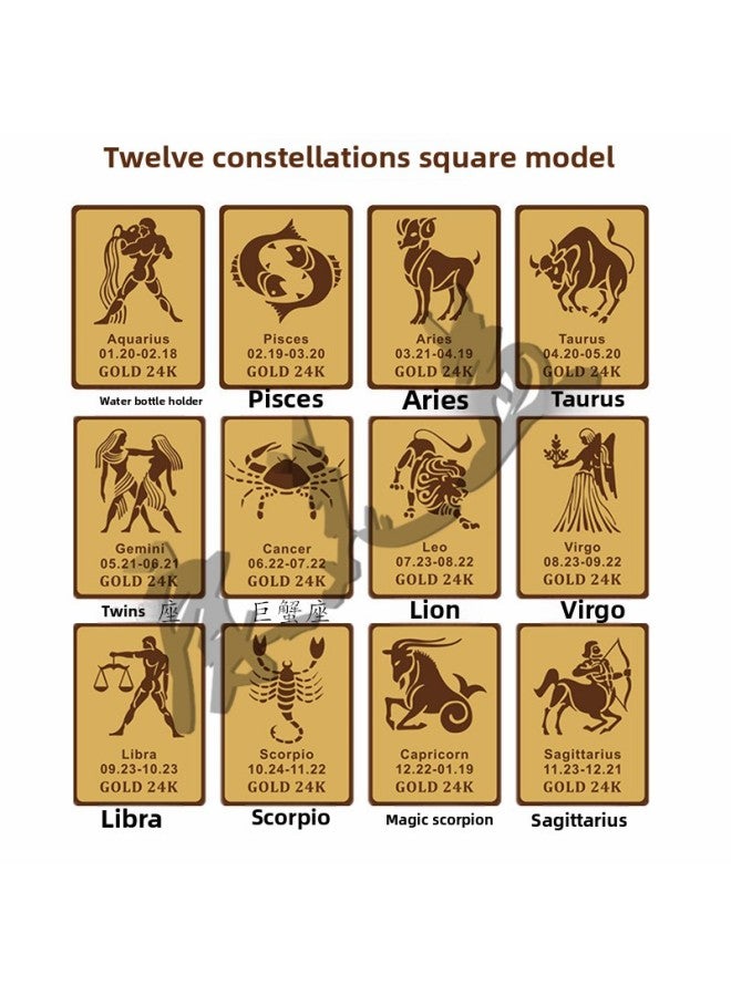 Supplies 24k Square Constellation Radiation Phone Stickers Scorpio Negative Ion Energy Metal Stickers-Color:Scorpion - Image 5