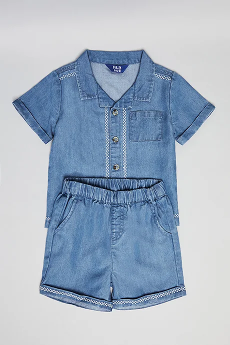 R&B Washed Shirt & Shorts Set