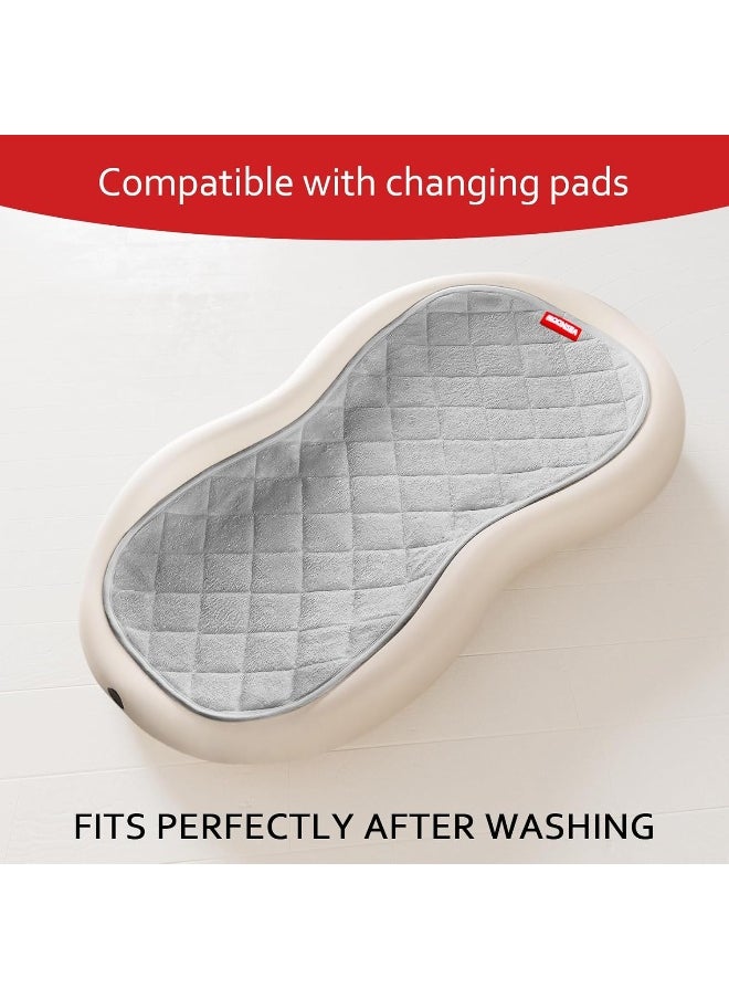 Moonsea Moonsea Waterproof Changing Pad Liner Bamboo Terry, Fit for Peanut Shaped Changing Pads 3 Pack, Non-Slip Back Design Reusable Thicker Pads Machine Washable, Grey  - Image 2