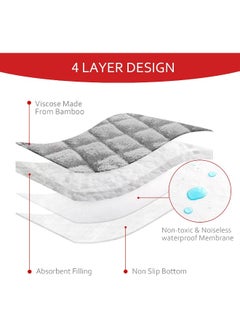 Moonsea Moonsea Waterproof Changing Pad Liner Bamboo Terry, Fit for Peanut Shaped Changing Pads 3 Pack, Non-Slip Back Design Reusable Thicker Pads Machine Washable, Grey  - Image 3