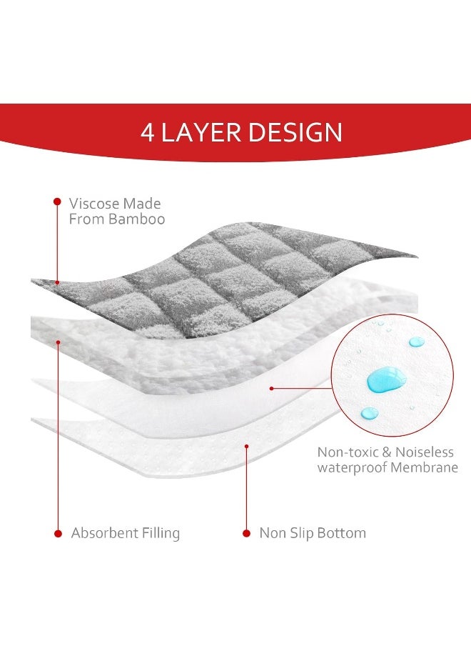 Moonsea Moonsea Waterproof Changing Pad Liner Bamboo Terry, Fit for Peanut Shaped Changing Pads 3 Pack, Non-Slip Back Design Reusable Thicker Pads Machine Washable, Grey  - Image 3