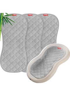 Moonsea Moonsea Waterproof Changing Pad Liner Bamboo Terry, Fit for Peanut Shaped Changing Pads 3 Pack, Non-Slip Back Design Reusable Thicker Pads Machine Washable, Grey  - Image 1
