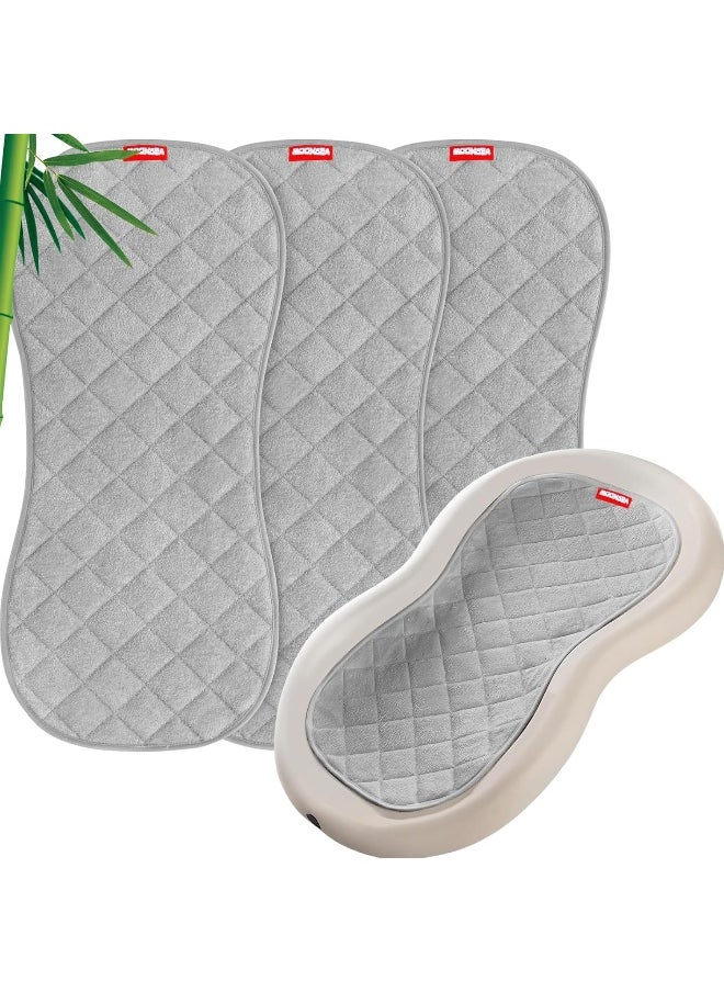Moonsea Moonsea Waterproof Changing Pad Liner Bamboo Terry, Fit for Peanut Shaped Changing Pads 3 Pack, Non-Slip Back Design Reusable Thicker Pads Machine Washable, Grey  - Image 1