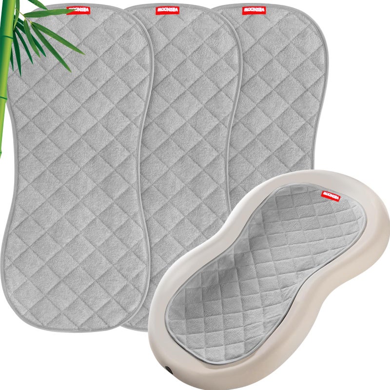 Moonsea Quilted Thicker Changing Pad Liner 3 Pack Waterproof, Fit for Changing Table Liners are Warm On a Baby's Back Non-Slip Design Reusable Pads Machine Washable, Grey - Image 1