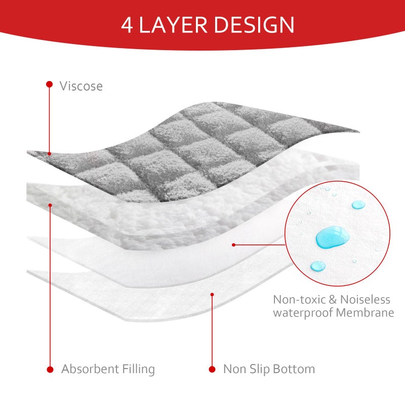 Moonsea Quilted Thicker Changing Pad Liner 3 Pack Waterproof, Fit for Changing Table Liners are Warm On a Baby's Back Non-Slip Design Reusable Pads Machine Washable, Grey - Image 3