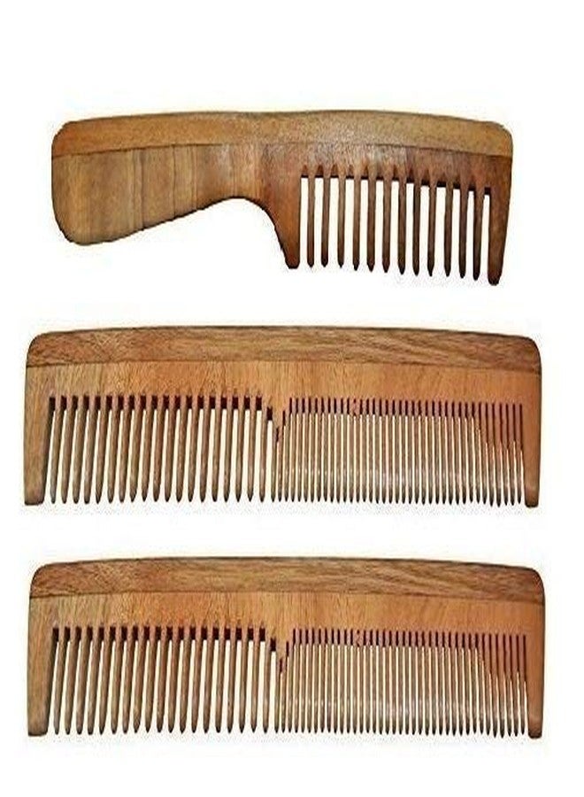 بوكسو مجموعة أمشاط بوكسو المصنوعة يدويًا من خشب النيم، مناسبة للأولاد والبنات ولجميع أنواع الشعر، للتحكم في تساقط الشعر وتحفيز نموه، تتكون من 3 قطع. - Image 2