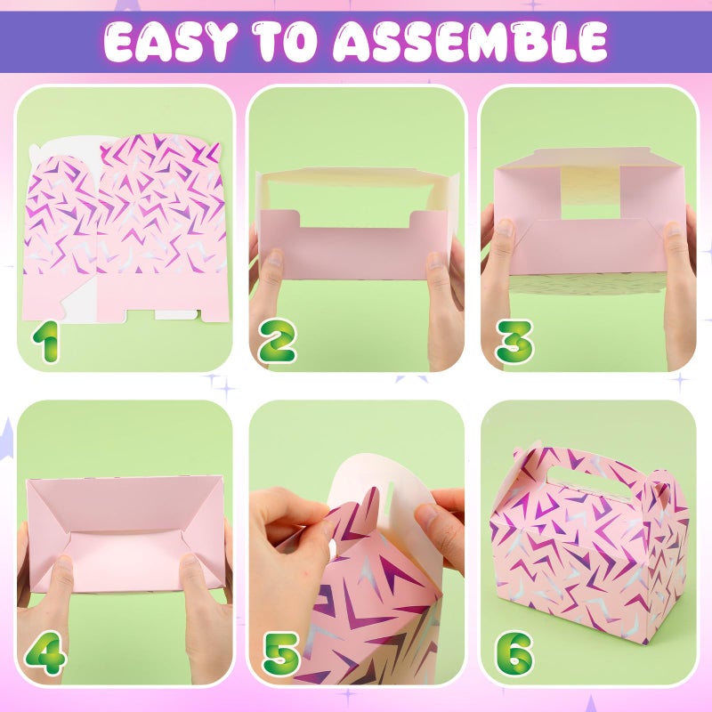 Marspark 24 Pack Kpop Birthday Party Favor Paper Gift Boxes Kpop Themed Treat Boxes for Anime Themed Birthday Party Decorations(Pink Lightning Crack) - Image 5