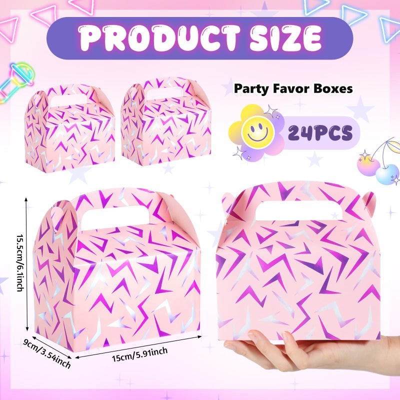 Marspark 24 Pack Kpop Birthday Party Favor Paper Gift Boxes Kpop Themed Treat Boxes for Anime Themed Birthday Party Decorations(Pink Lightning Crack) - Image 3