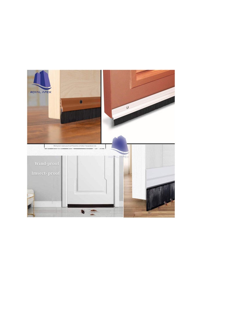 Door Bottom Brush & Rubber Seal with Screw for Exterior/Interior Doors, Insulation Door Seal Sound Proof Under Door Draft Blocker- Keeping Noise Repellent & Dust (120cm, Rubber White) - Image 3