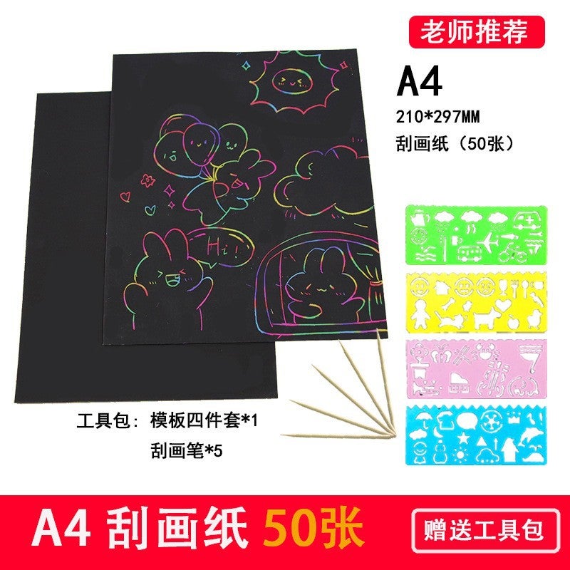 Meike Selling Children'S Colorful Scraping Paper Thickened A4 16K Scraping Large Quantity Of Postage - Image 2