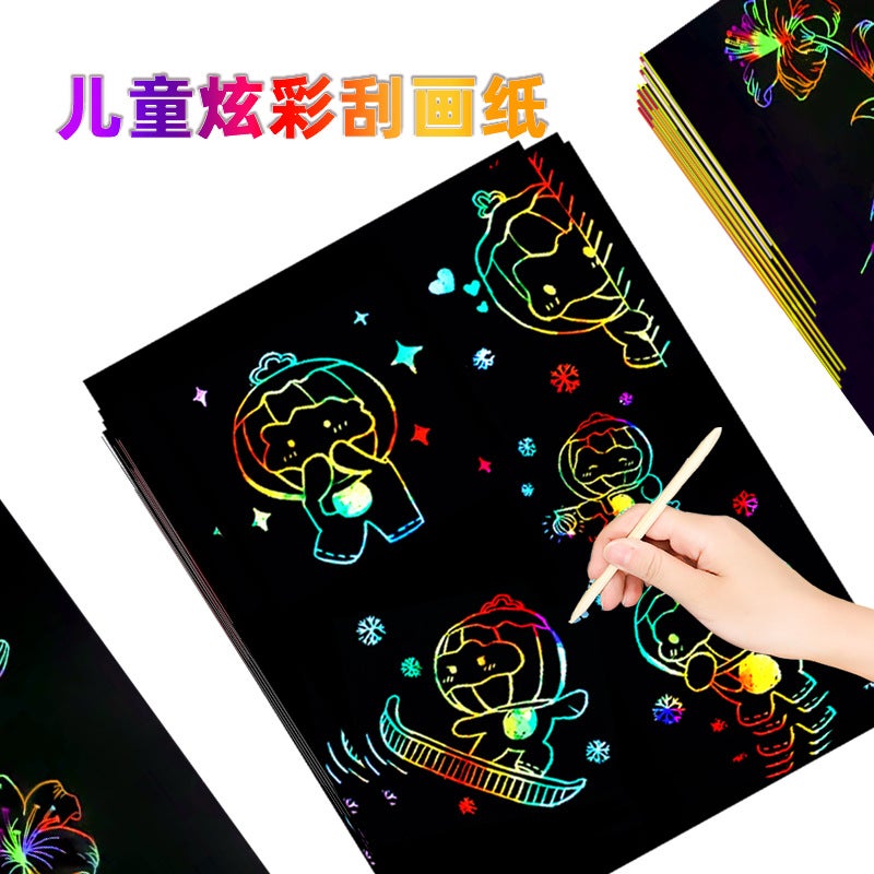 Meike Selling Children'S Colorful Scraping Paper Thickened A4 16K Scraping Large Quantity Of Postage - Image 3